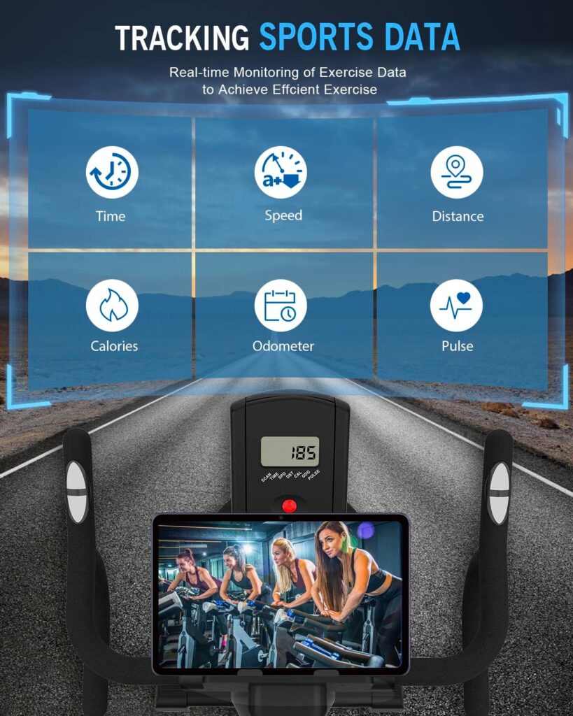 CHAOKE Stationary Bike LCD monitor tracks key metrics